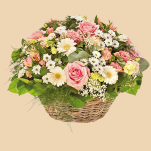 Panier Deuil Fleurs Variées